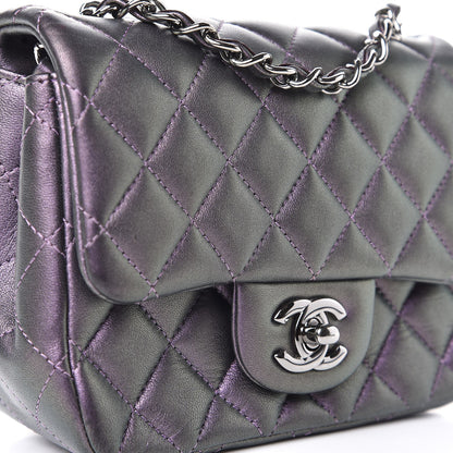 Chanel Iridescent Lambskin Quilted Mini Square Flap Dark Purple 8 of 8