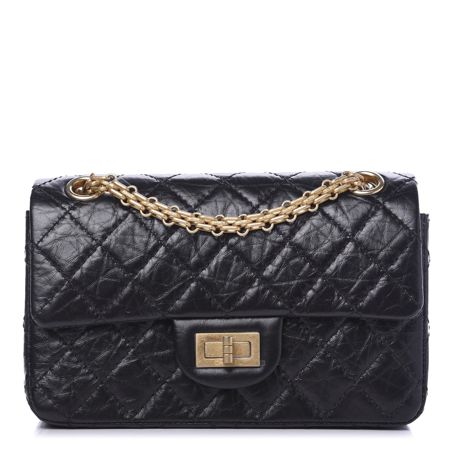 Aged Calfskin Quilted 2.55 Reissue Mini Flap Black