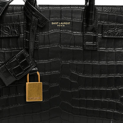 Saint Laurent Calfskin Crocodile Embossed Nano Sac De Jour Black 8 of 10