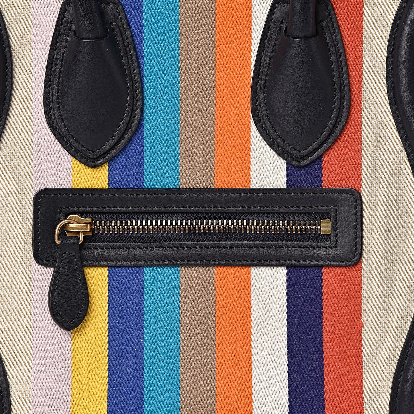 Smooth Calfskin Striped Canvas Micro Luggage Multicolor