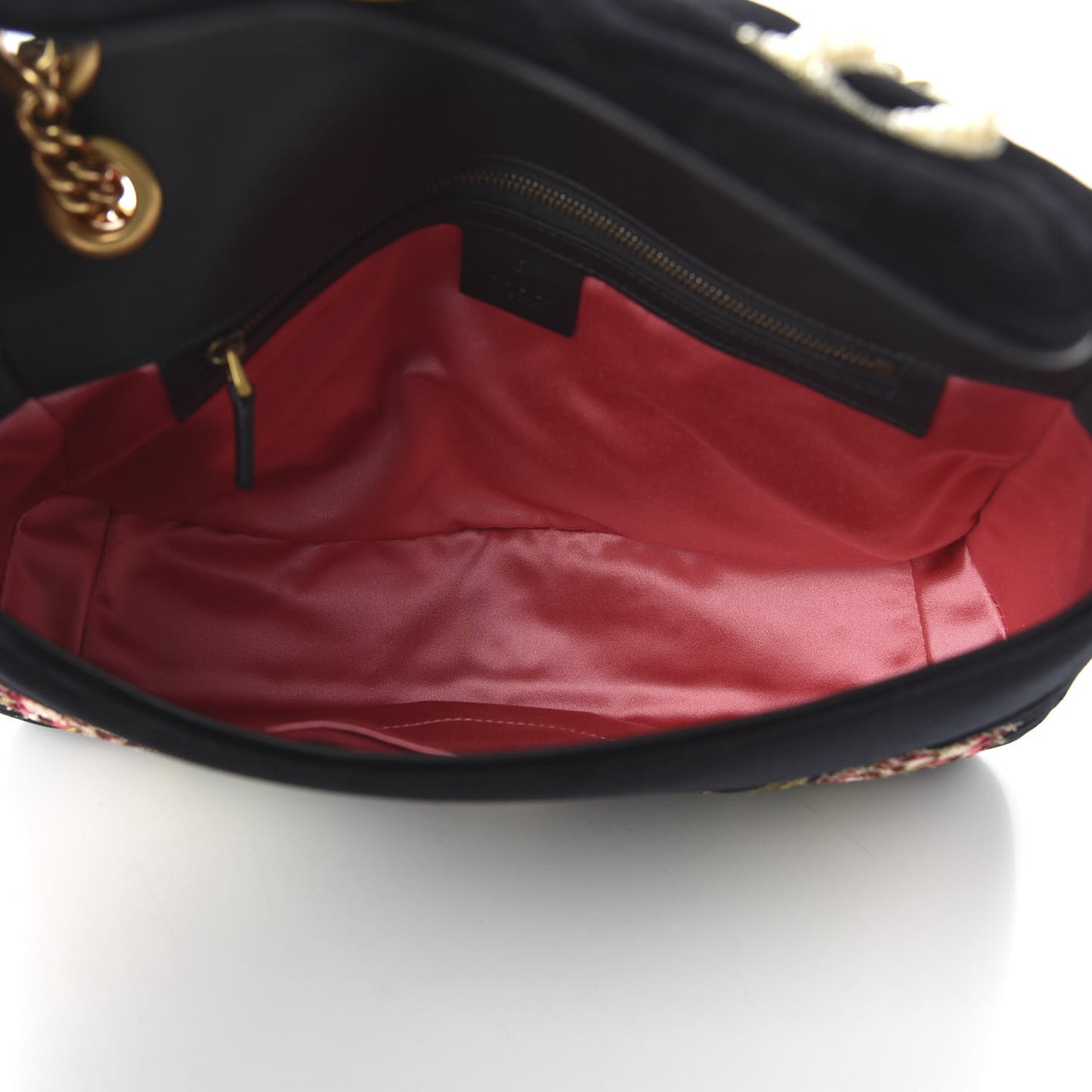 Velvet Matelasse Loved Embroidered Medium GG Marmont Shoulder Bag Black