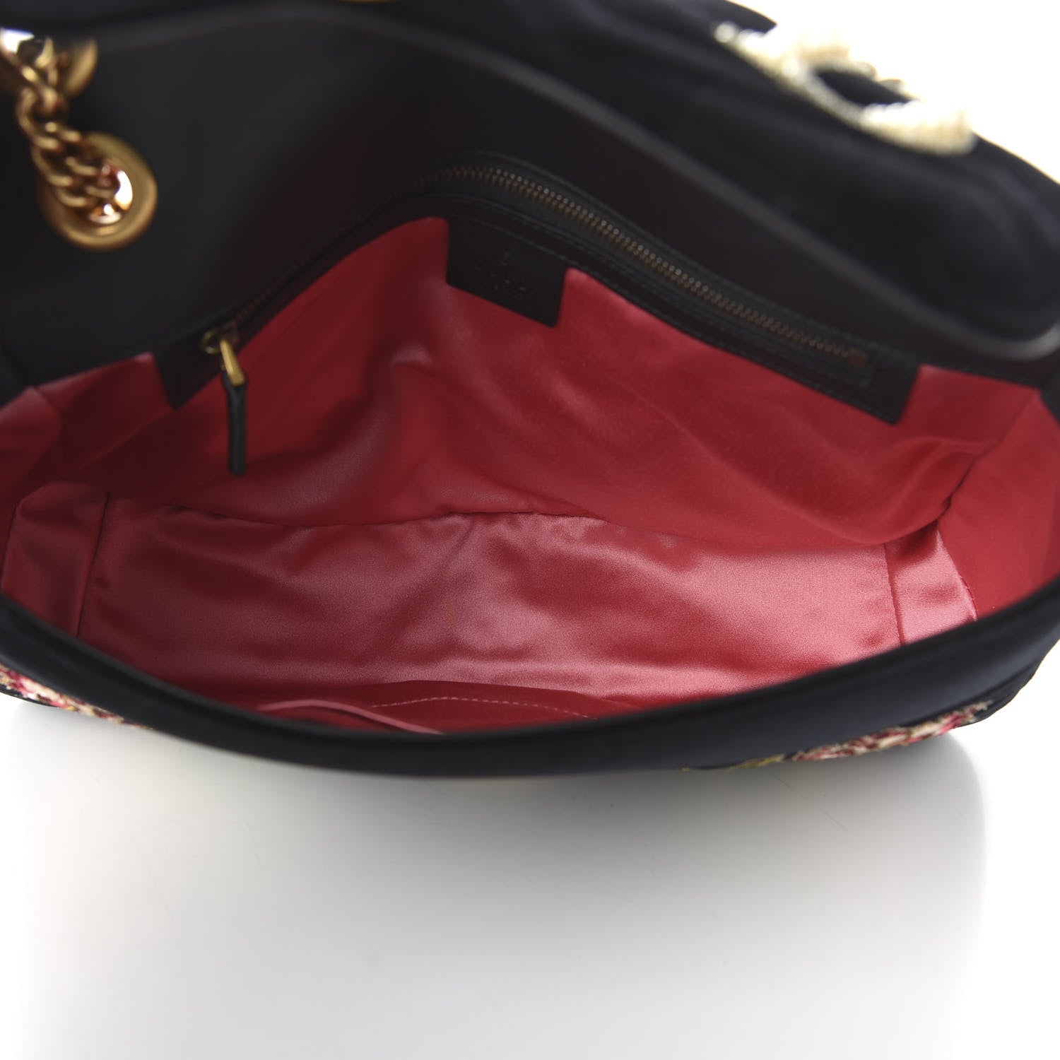 Gucci Velvet Matelasse Loved Embroidered Medium GG Marmont Shoulder Bag Black 5 of 10