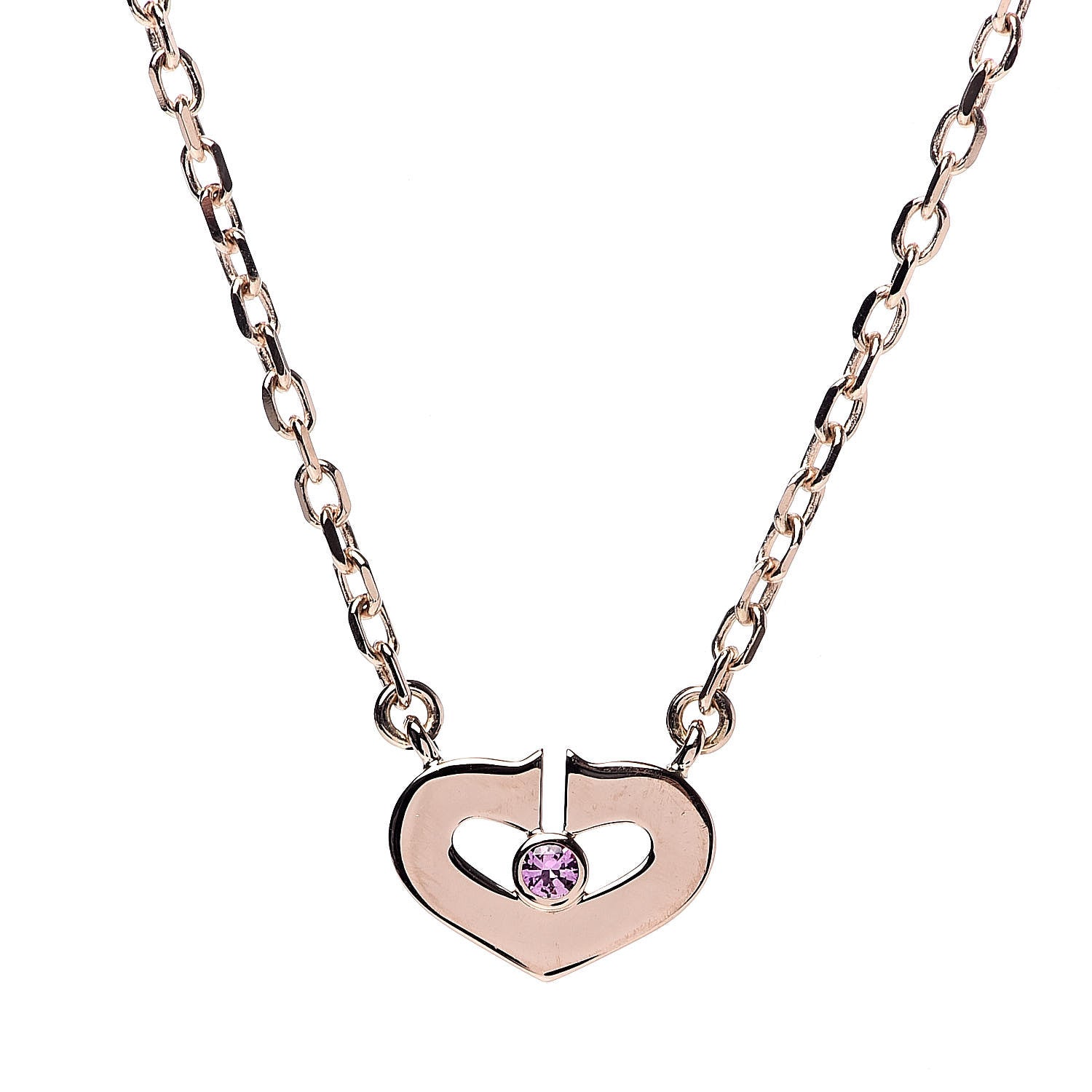 Cartier 18K Pink Gold Pink Sapphire XS Hearts and Symbols Necklace 6 of 6