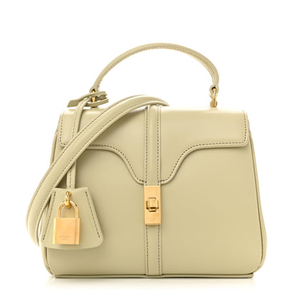 Celine Satinated Calfskin Mini 16 Top Handle Bag Almond Green 1 of 13