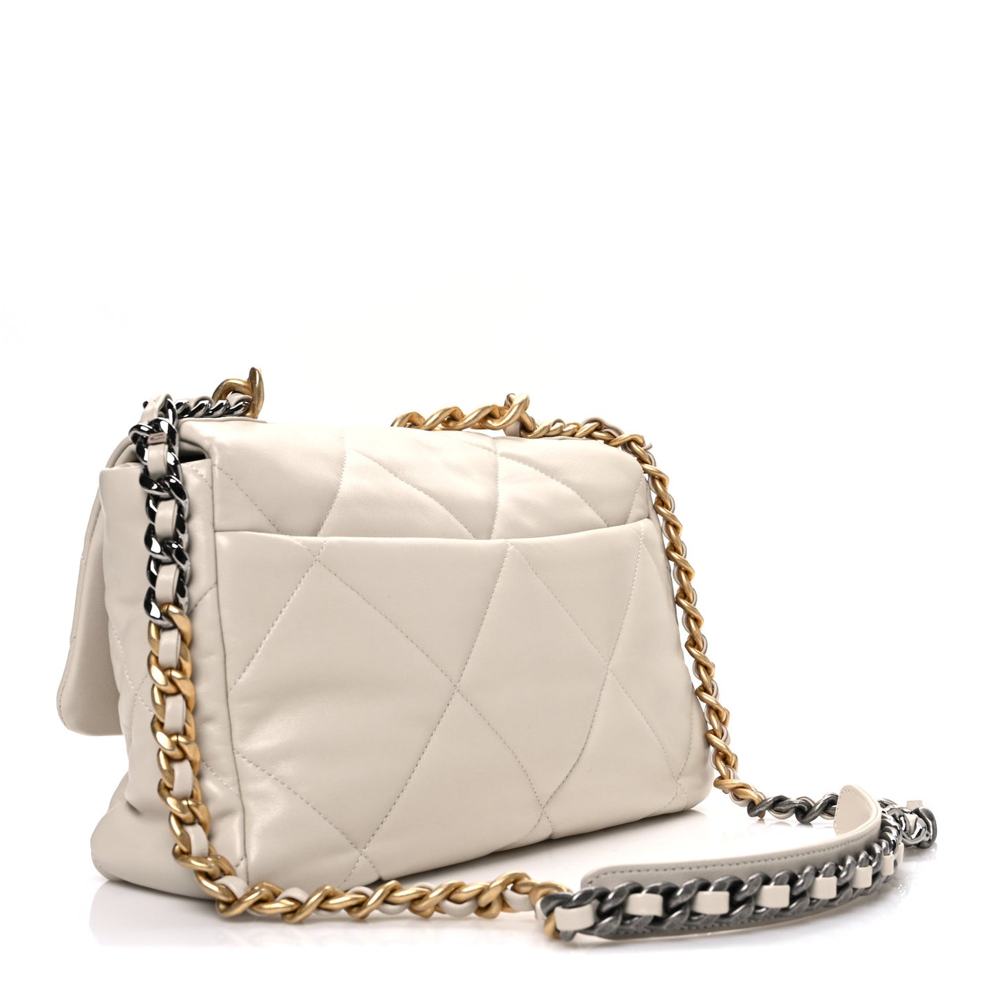 Lambskin Quilted Large Chanel 19 Flap Beige