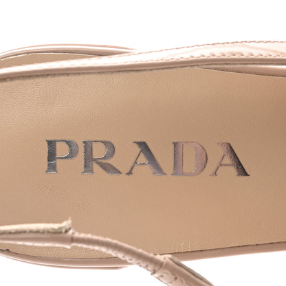 Prada Patent Decolette Logo Mary Jane 45mm Slingback Pumps 39 Beige 8 of 8