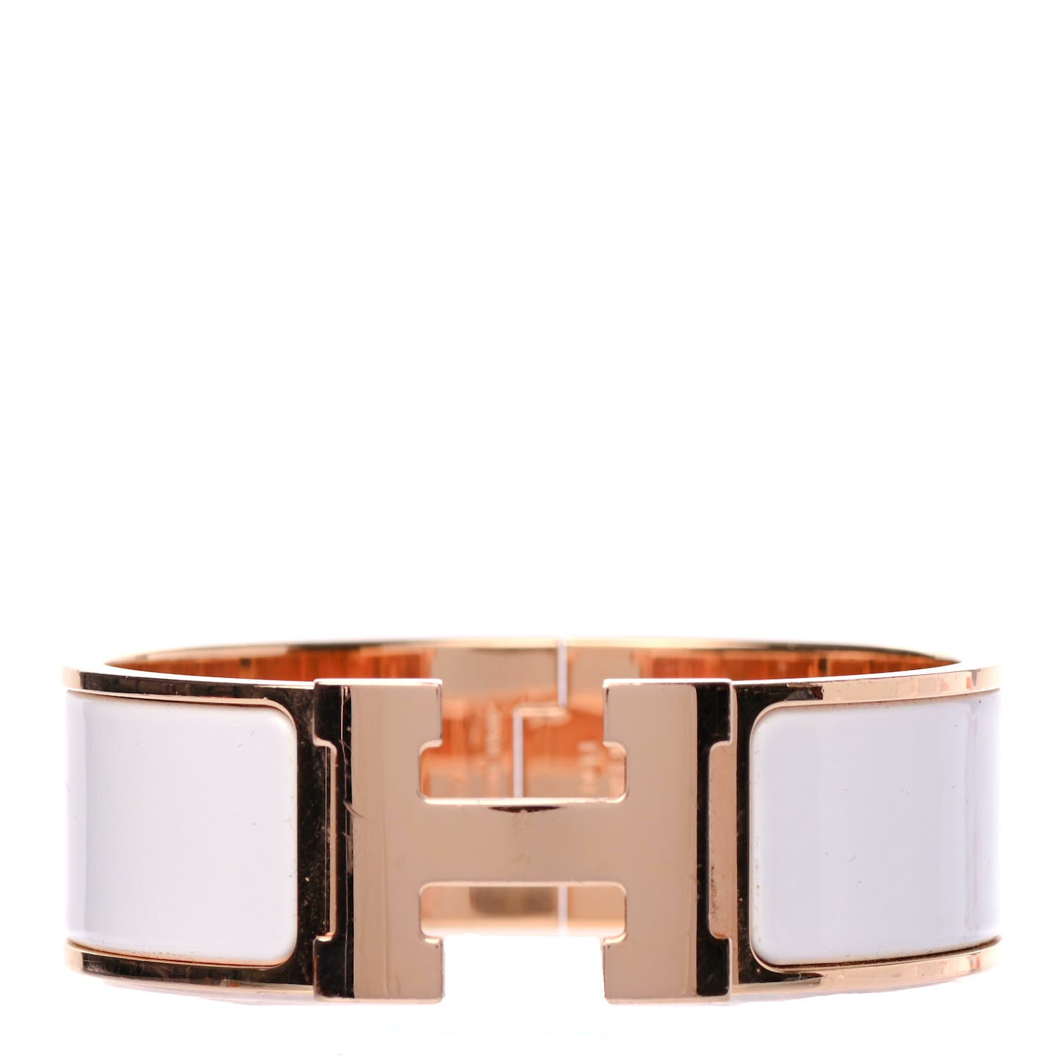 Hermes Enamel Wide Clic Clac H Bracelet GM White 1 of 4