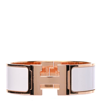 Hermes Enamel Wide Clic Clac H Bracelet GM White 1 of 4