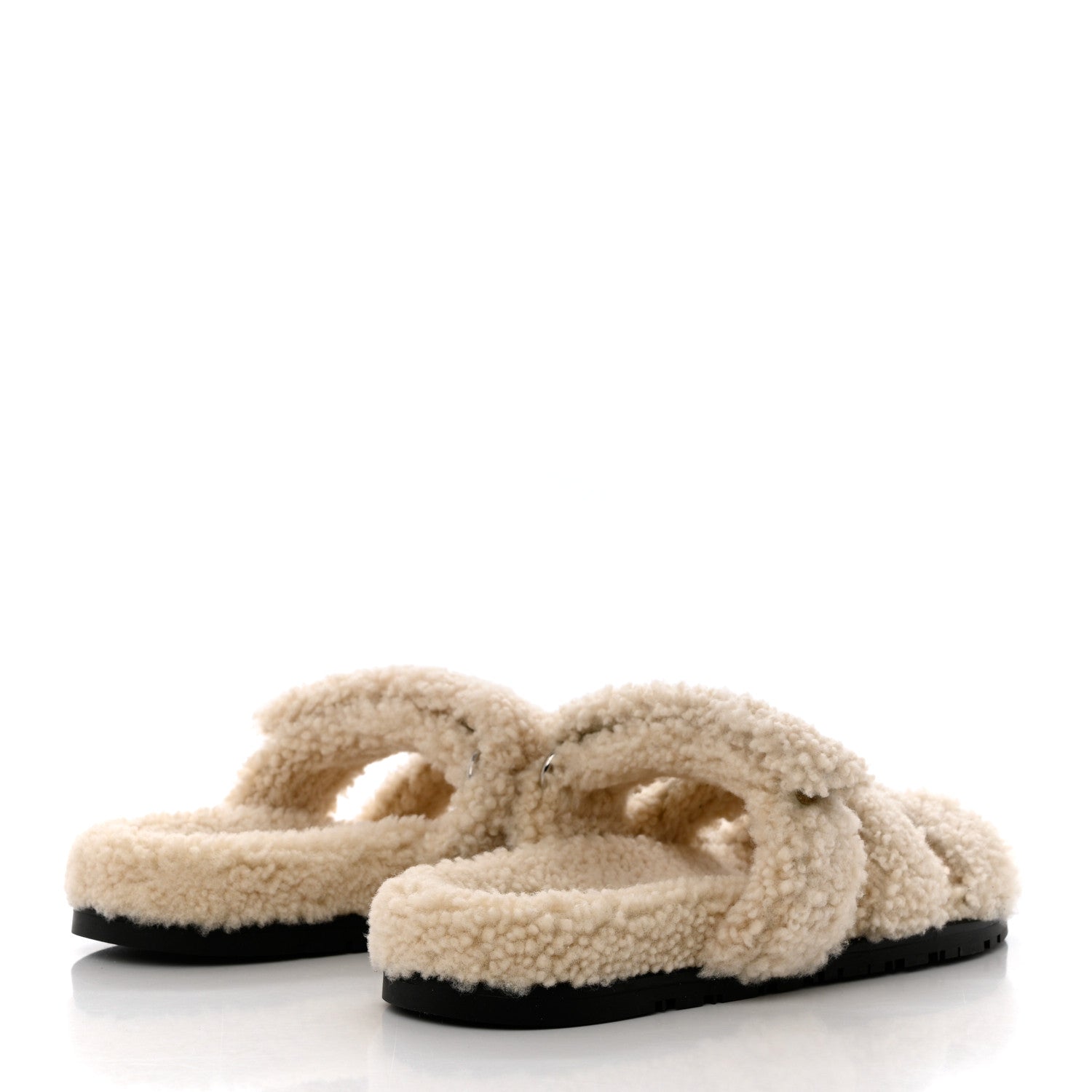 Hermes Woolskin Womens Chypre Sandals 38 Ecru 4 of 9