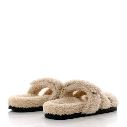 Hermes Woolskin Womens Chypre Sandals 38 Ecru 4 of 9