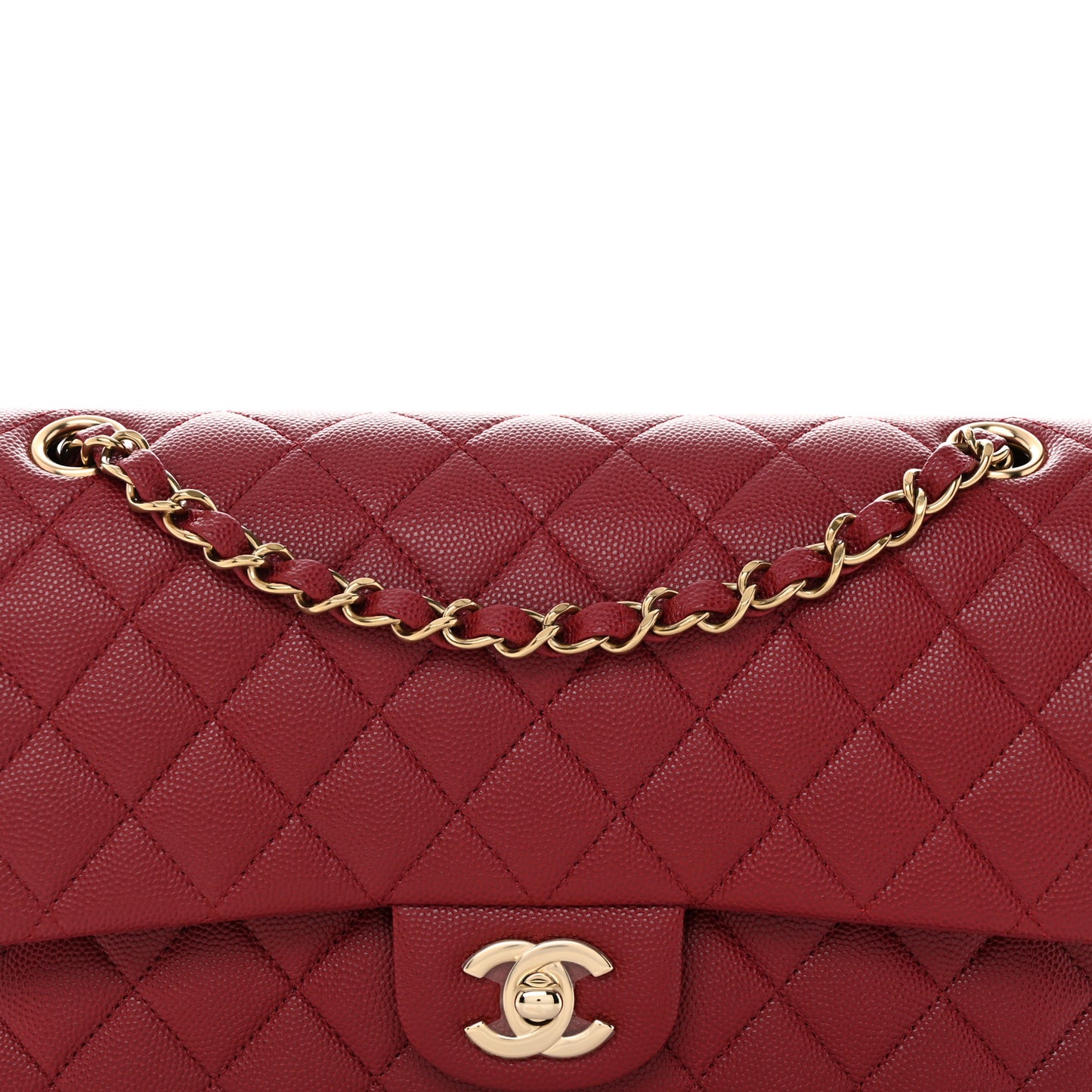 Caviar Quilted Medium Double Flap Dark Red
