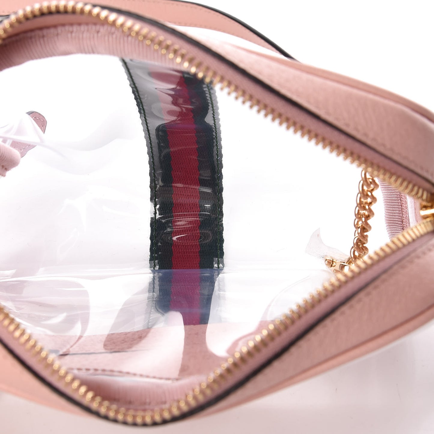 Vinyl Web Mini Ophidia Transparent Shoulder Bag Perfect Pink