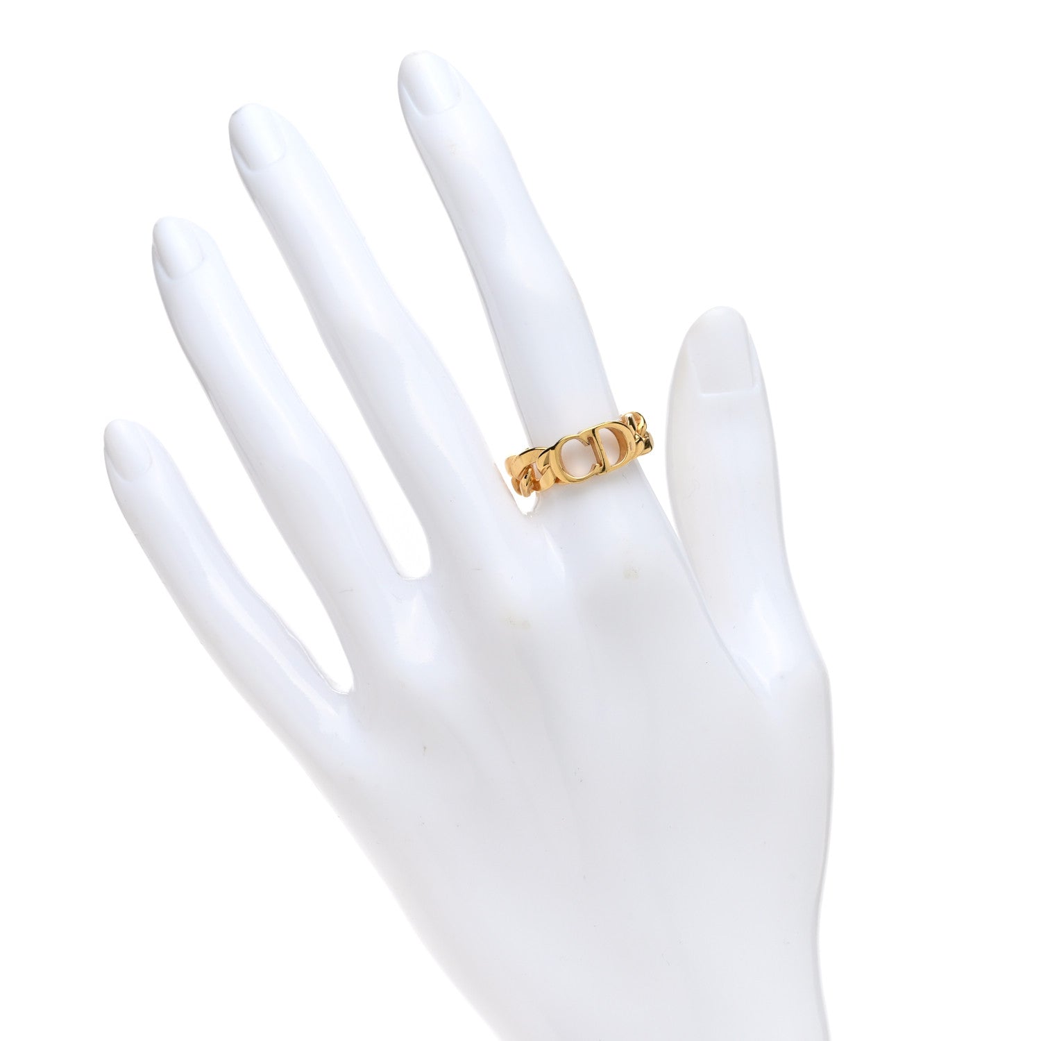 Christian Dior Metal Montaigne 30 Chain Ring 53/6.25 Antique Gold 2 of 6