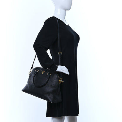 Prada Vitello Daino Dome Satchel Black 2 of 14