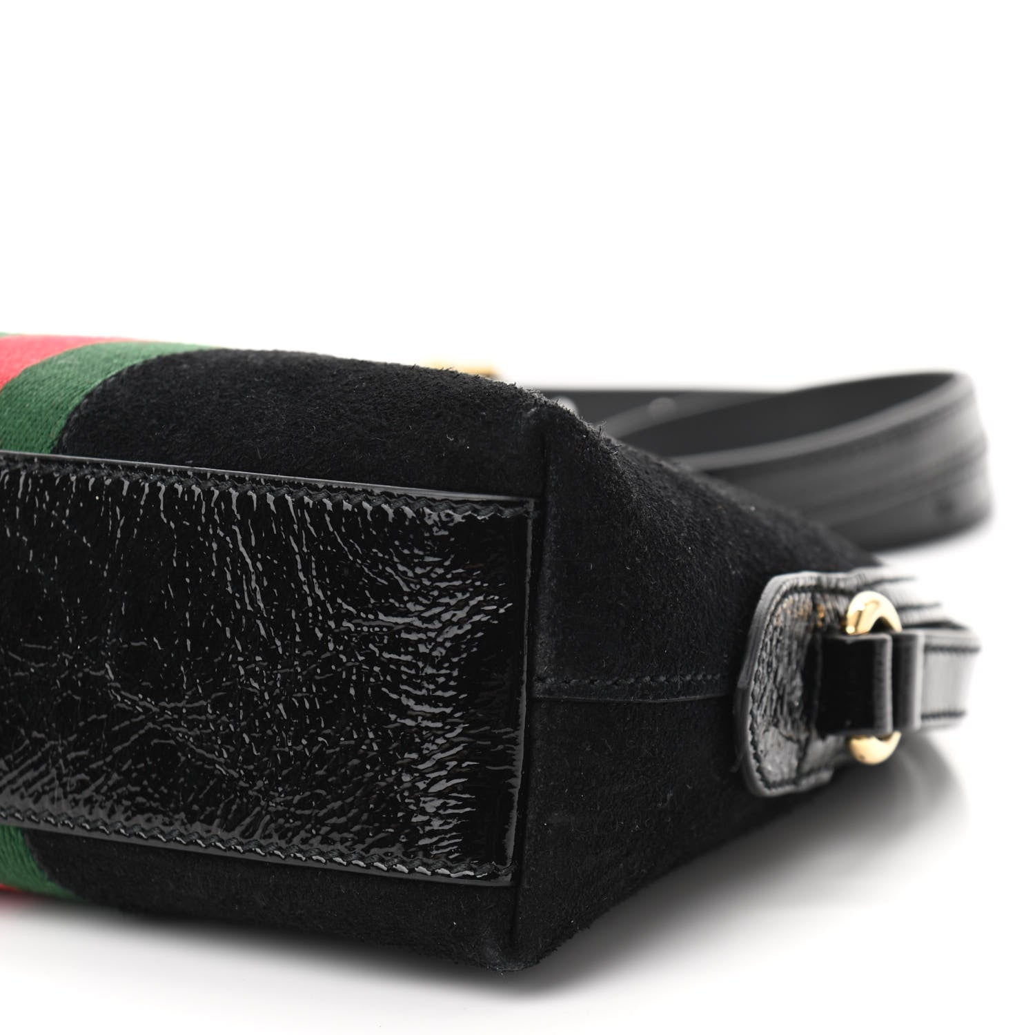 Gucci Suede Patent Web GG Small Ophidia Dome Shoulder Bag Black 10 of 10