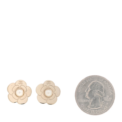 Chanel Pearl CC Camellia Earrings Gold 2 of 5