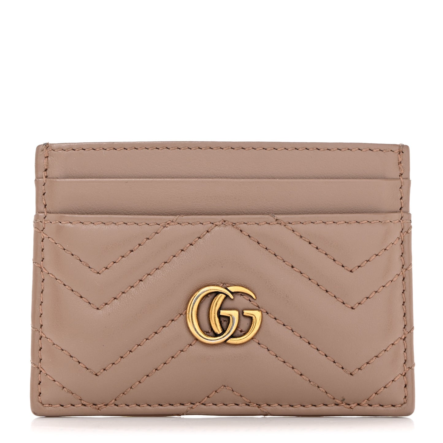 Calfskin Matelasse GG Marmont Card Holder Porcelain Rose