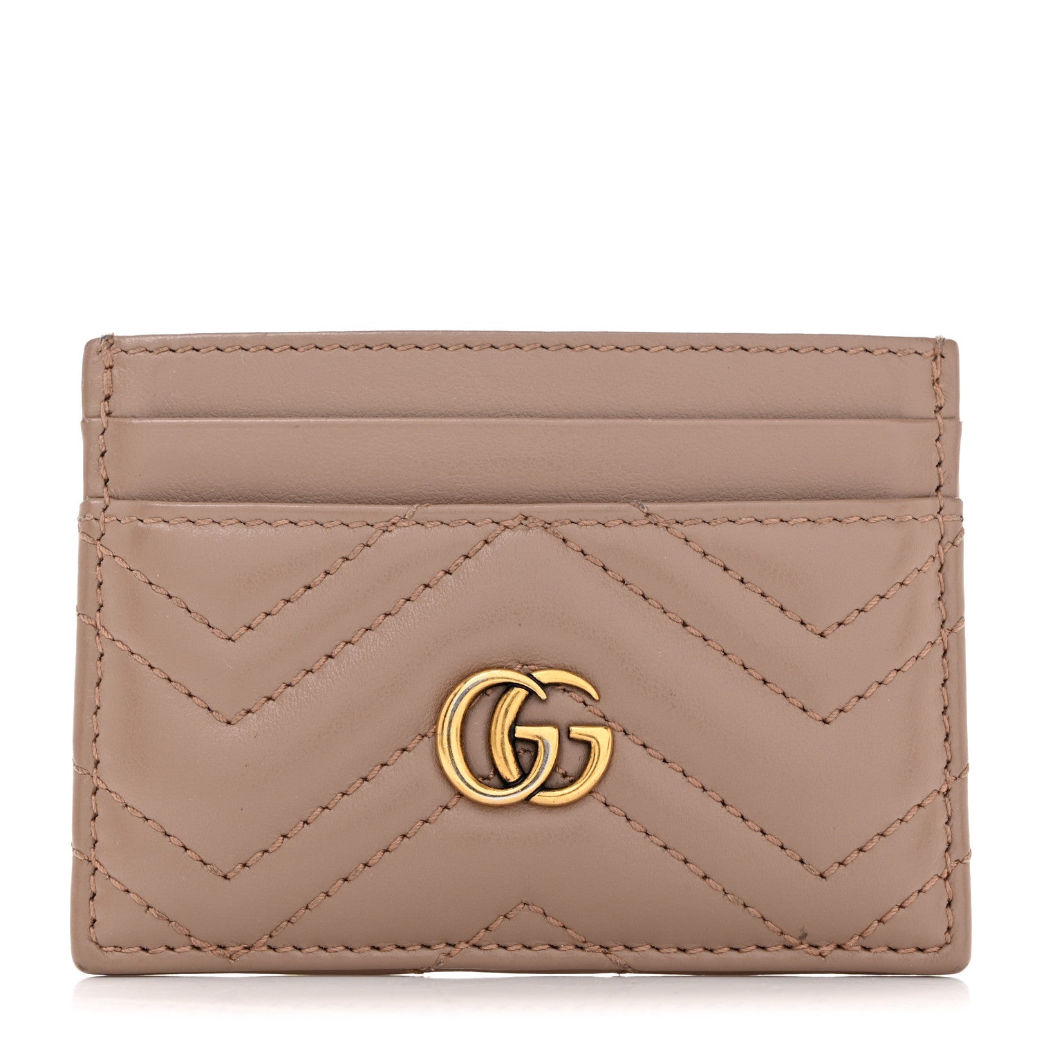 Gucci Calfskin Matelasse GG Marmont Card Holder Porcelain Rose 1 of 7