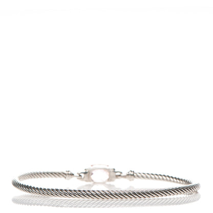 David Yurman Sterling Silver Diamond Morganite 3mm Petite Wheaton Bracelet 3 of 6