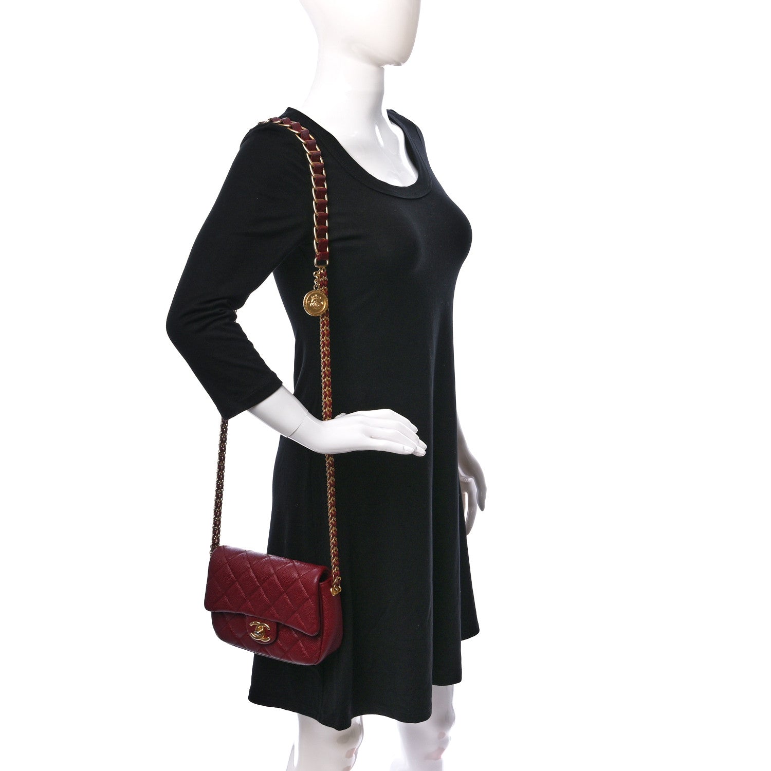 Chanel Caviar Quilted Mini Chain Soul Flap Burgundy 2 of 9