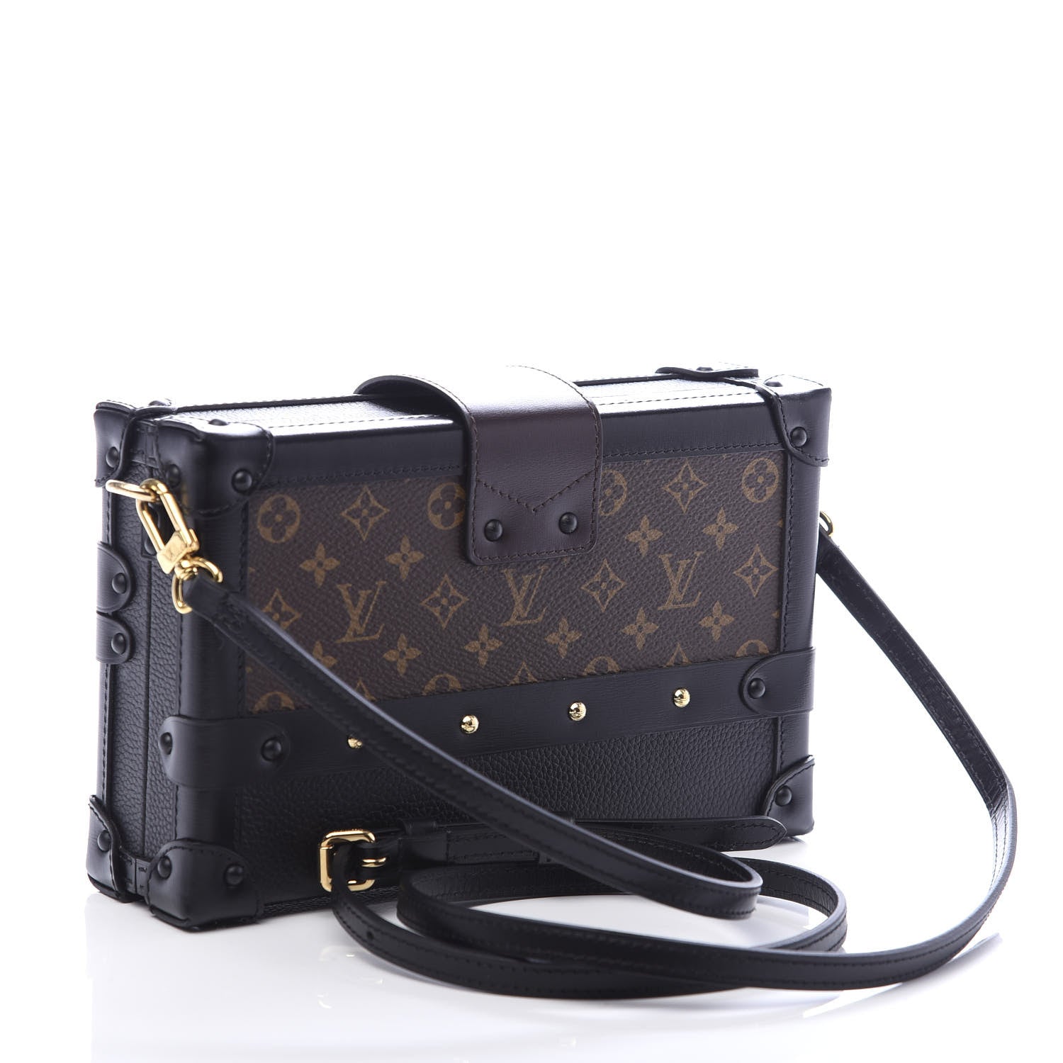 Louis Vuitton Monogram Calfskin Petite Malle Black White 3 of 8