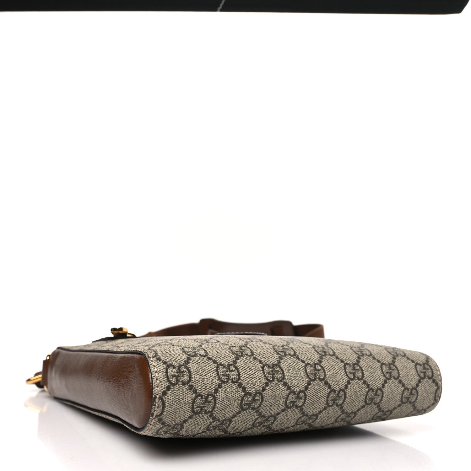 Gucci GG Supreme Monogram Azalea Calfskin Retro Interlocking G Flat Messenger Bag Beige Ebony Brown Sugar 4 of 9