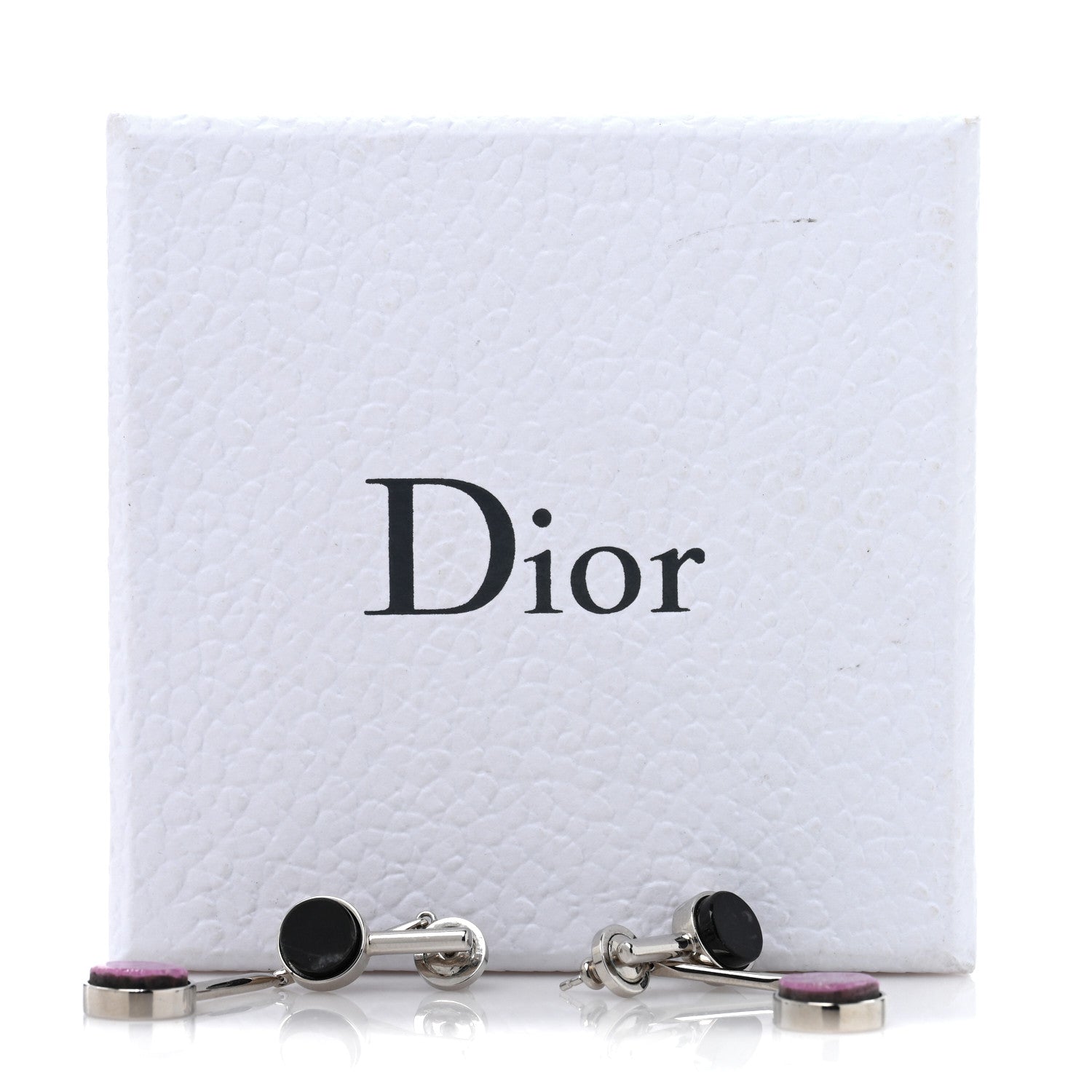 Christian Dior Metal Marble Drop Earrings Pink Black 5 of 5