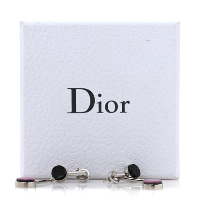 Christian Dior Metal Marble Drop Earrings Pink Black 5 of 5