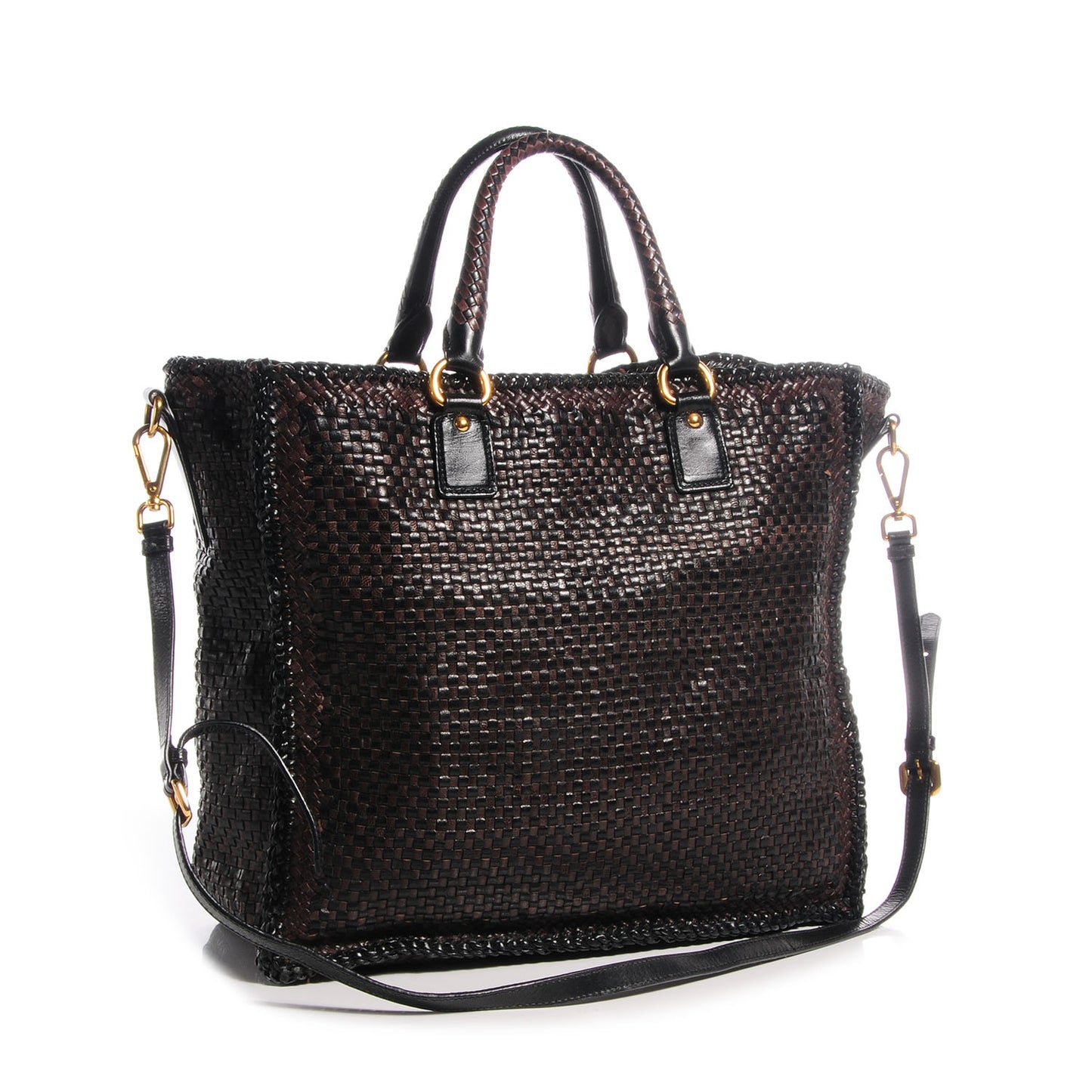 Goatskin Woven Large Tote Moro Black