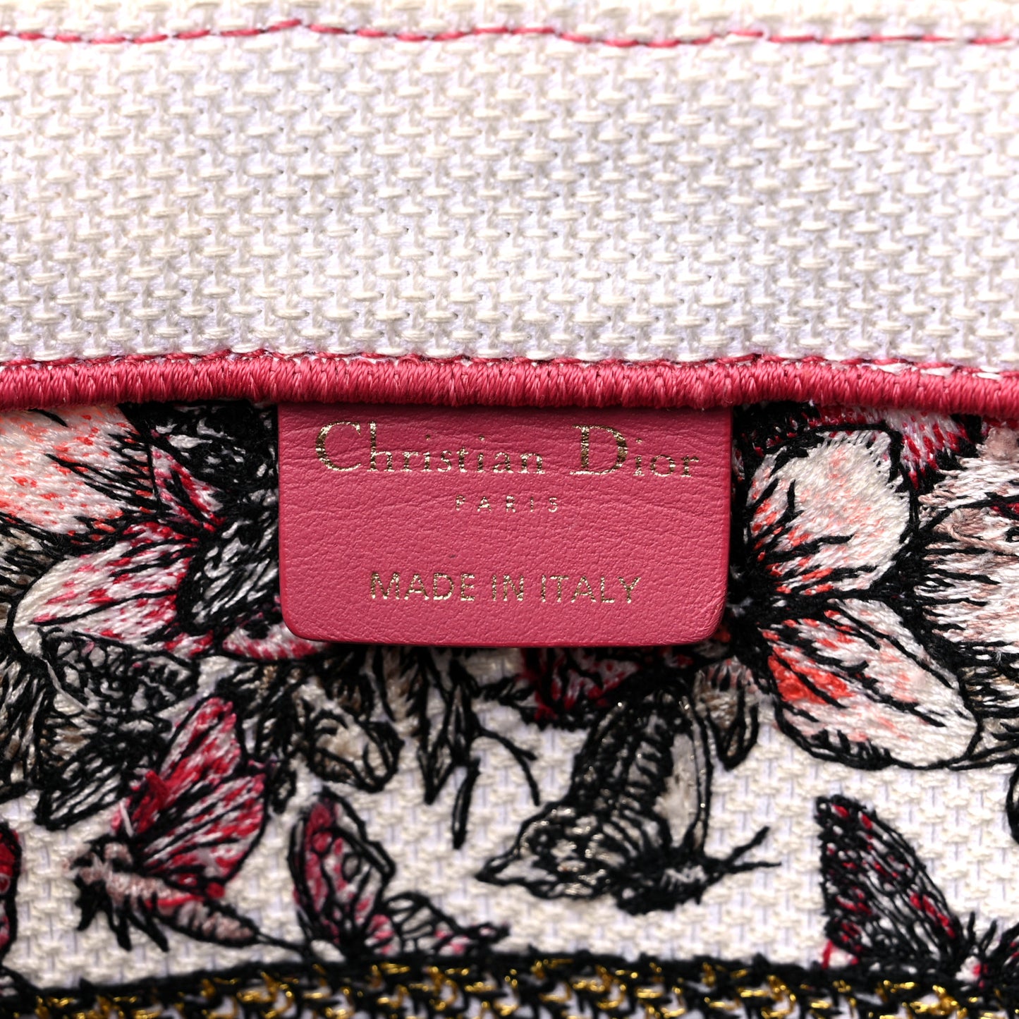 Canvas Embroidered Medium Butterfly Print Book Tote Multicolor