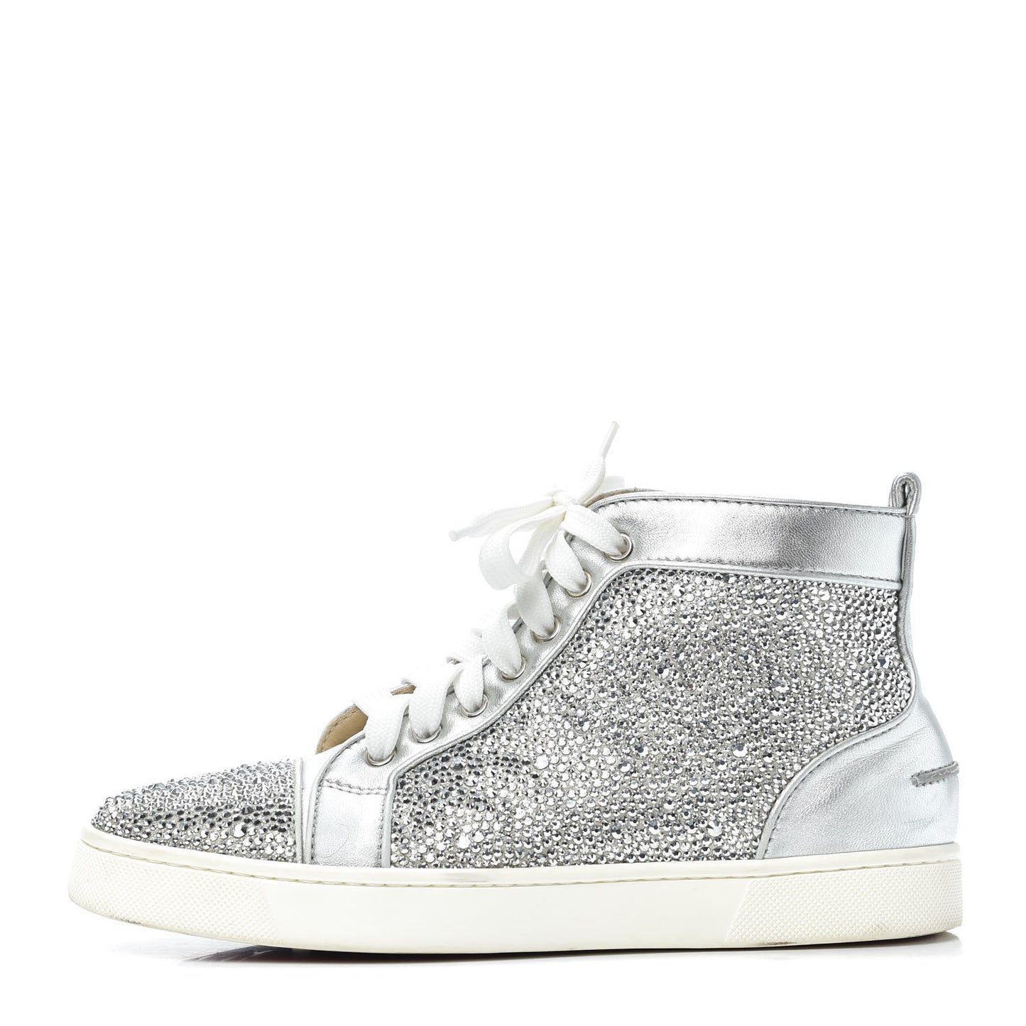 Veau Velours Strass Womens Louis Flat Sneakers 38 Silver