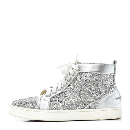 Christian Louboutin Veau Velours Strass Womens Louis Flat Sneakers 38 Silver 1 of 7