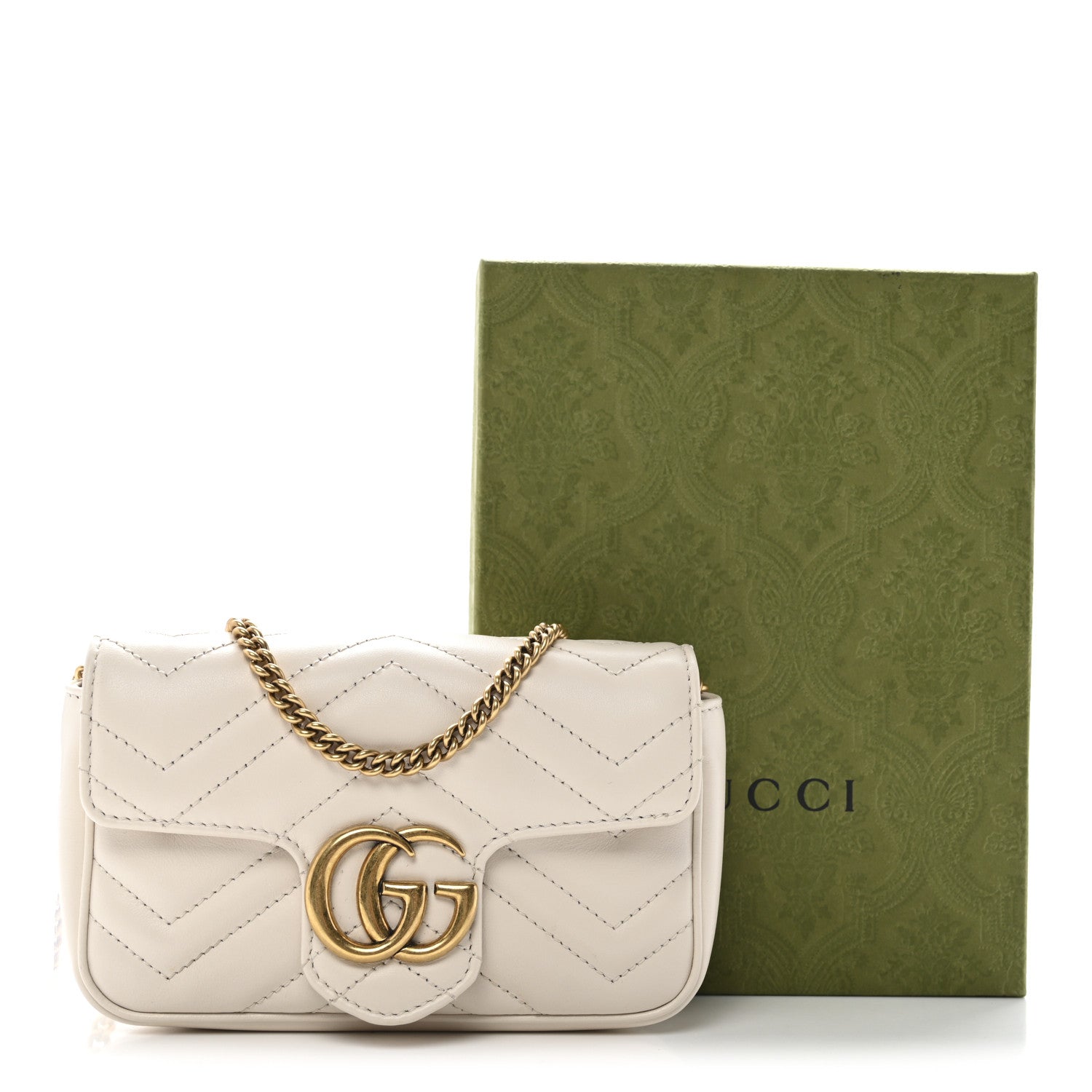 Gucci Calfskin Matelasse Super Mini GG Marmont Shoulder Bag White 11 of 11