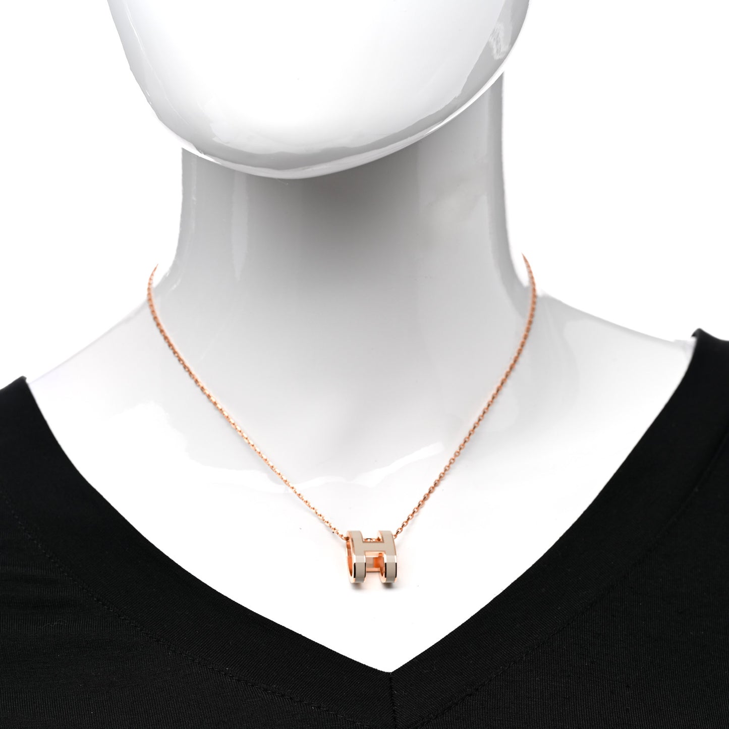 Lacquered Rose Gold Pop H Pendant Necklace Marron Glace