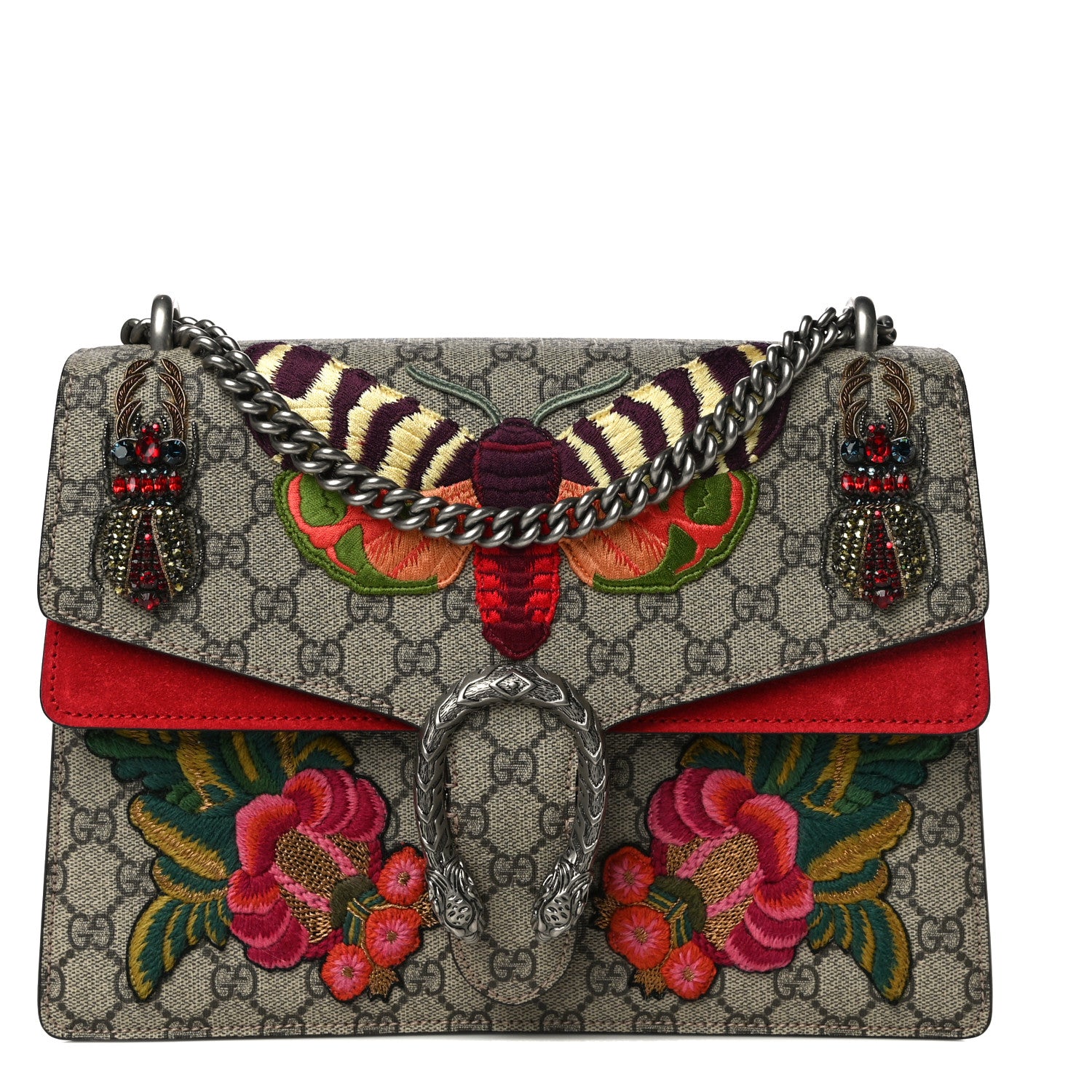 Gucci GG Supreme Monogram Embroidered Medium Dionysus Shoulder Bag Beige Hibiscus 1 of 14