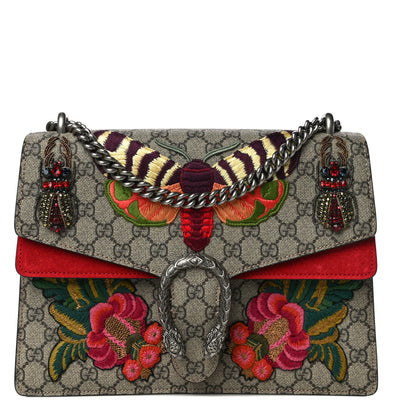 Gucci GG Supreme Monogram Embroidered Medium Dionysus Shoulder Bag Beige Hibiscus 1 of 14