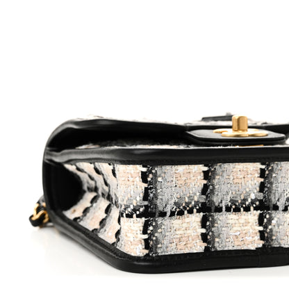 Chanel Tweed Calfskin School Memory Mini Top Handle Flap Ecru Grey Beige Black 9 of 11