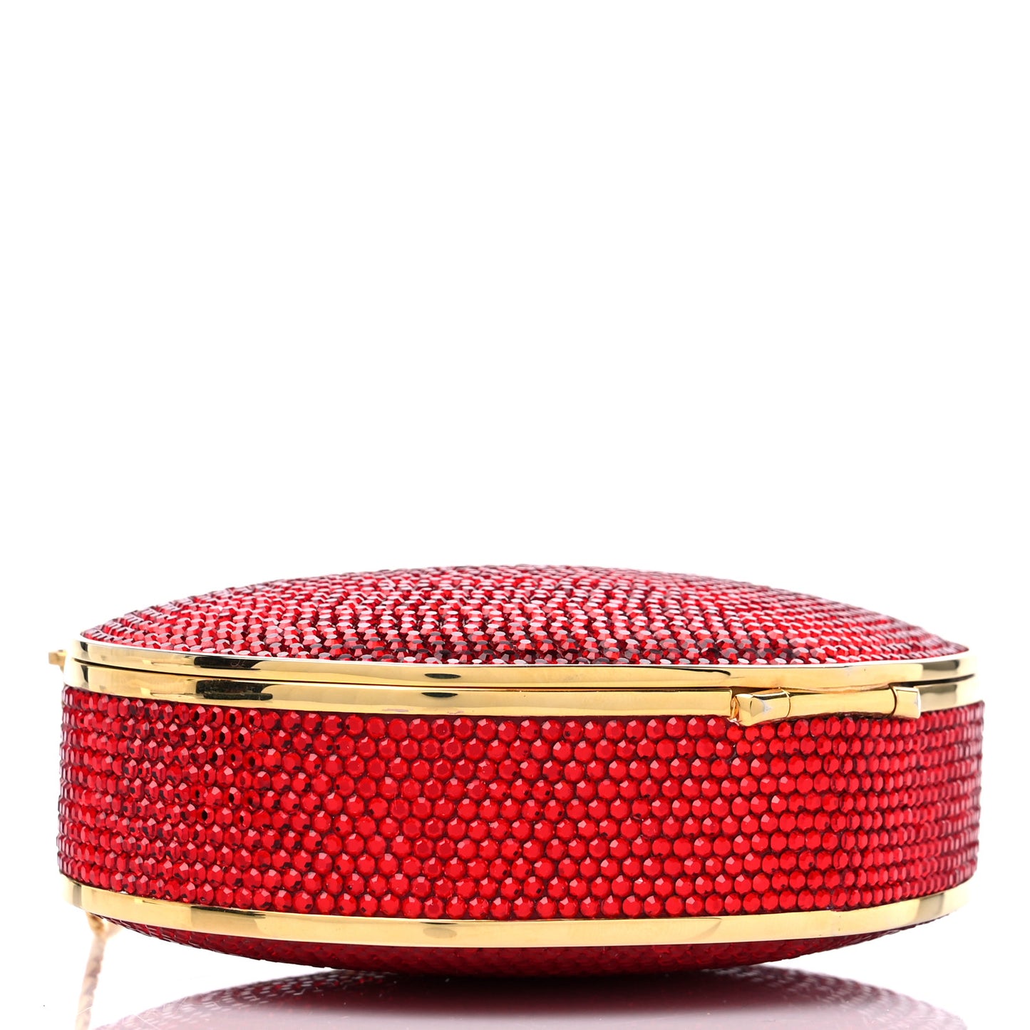 Swarovski Crystal Heart Minaudiere Clutch Red Gold