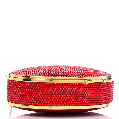 Judith Leiber Swarovski Crystal Heart Minaudiere Clutch Red Gold 4 of 10