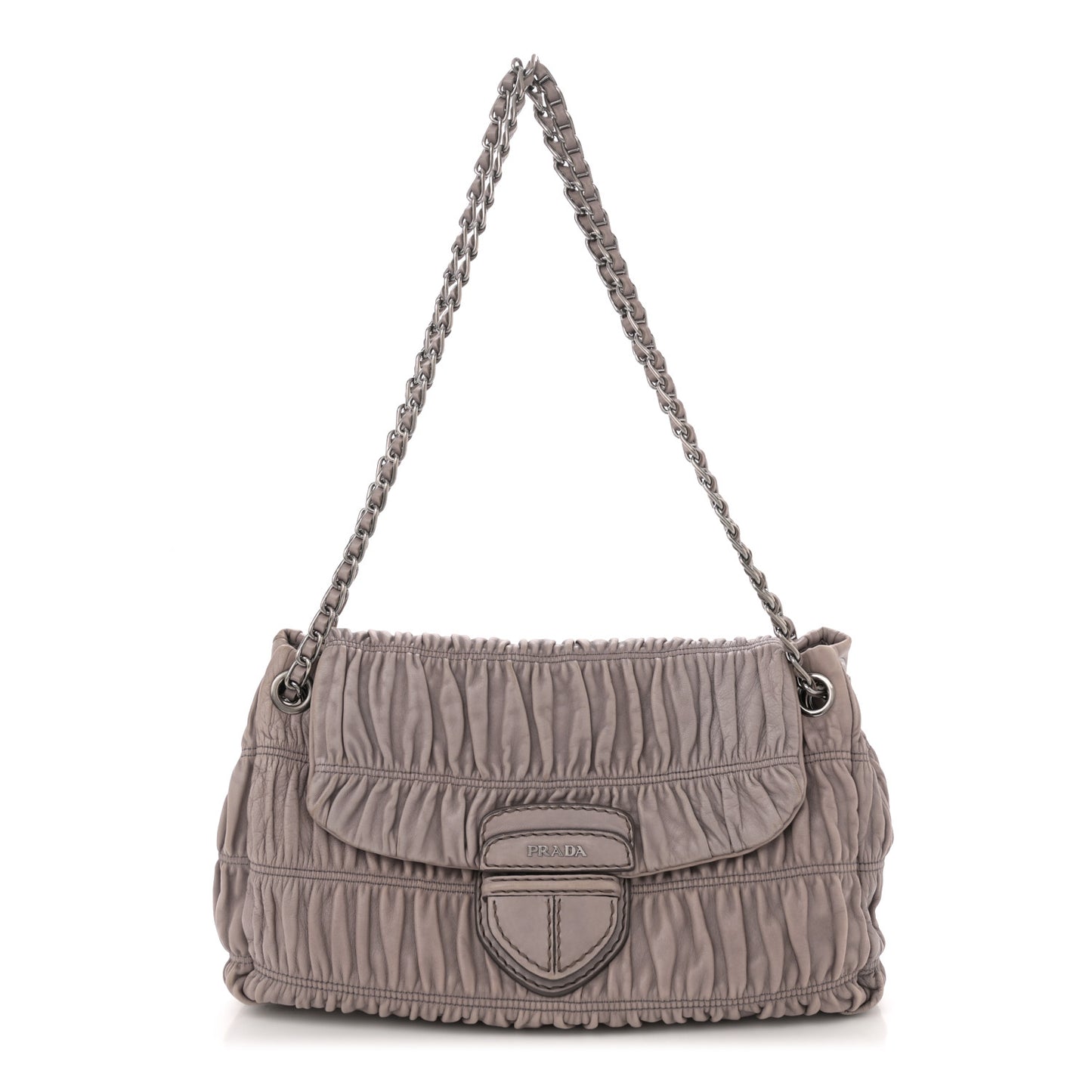 Nappa Gaufre Flap Chain Shoulder Bag Bambu