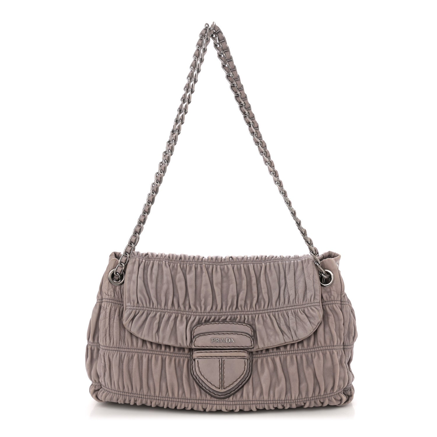 Prada Nappa Gaufre Flap Chain Shoulder Bag Bambu 1 of 11