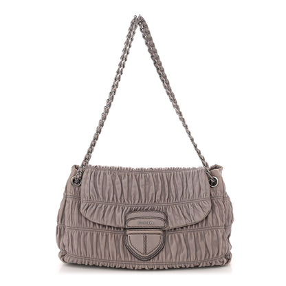 Prada Nappa Gaufre Flap Chain Shoulder Bag Bambu 1 of 11