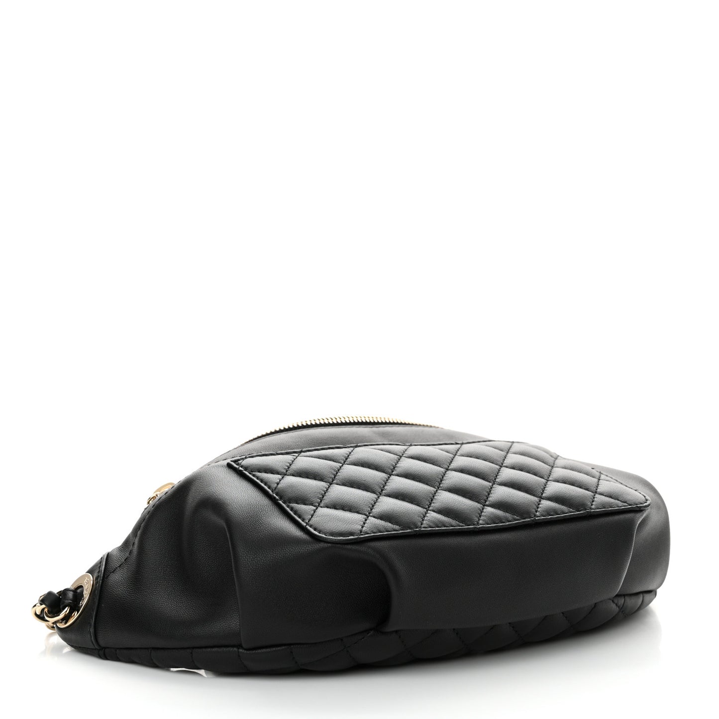Lambskin Quilted Waist Bag Fanny Pack Black
