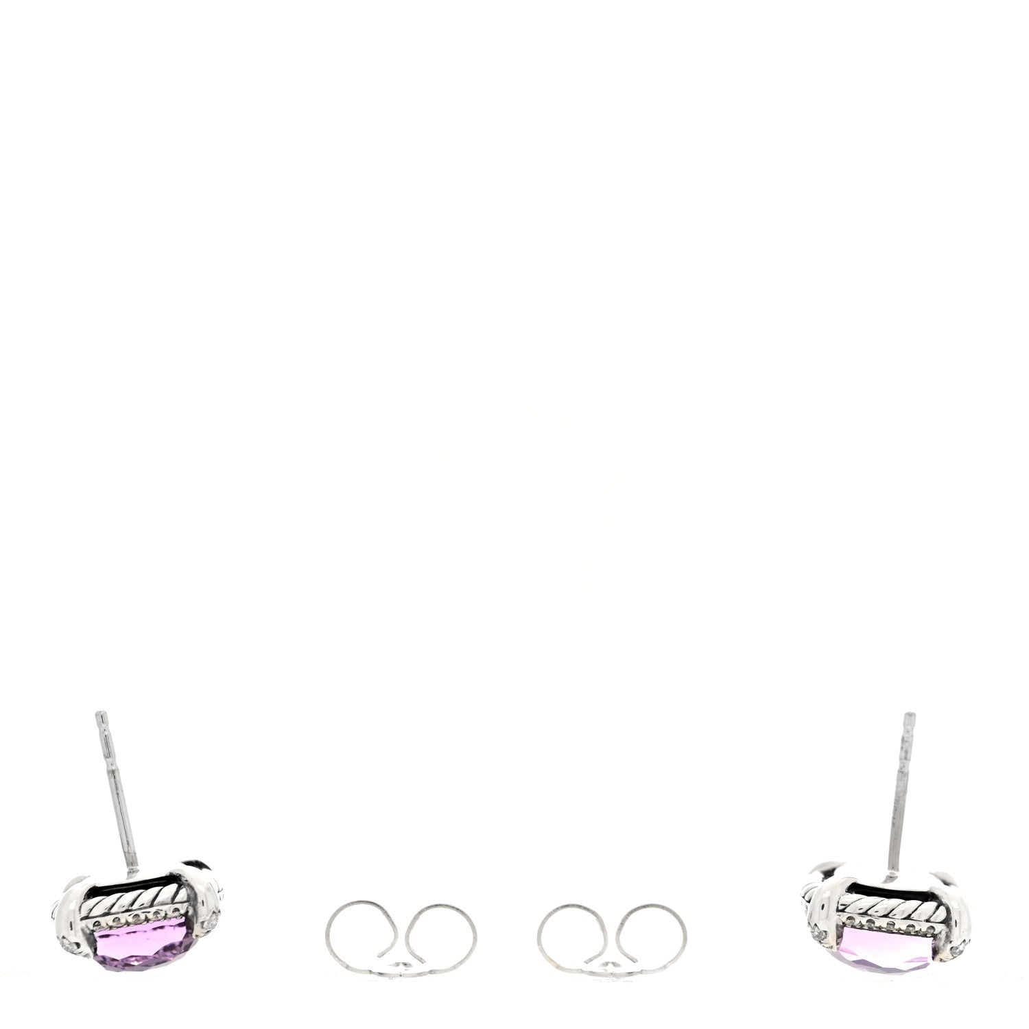 David Yurman Sterling Silver Diamond Black Orchid 9mm Chatelaine Bezel Earrings 3 of 4