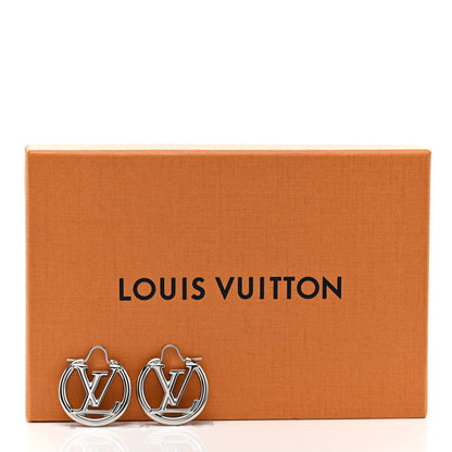 Louis Vuitton Palladium Small Louise Hoop Earrings Silver 5 of 5