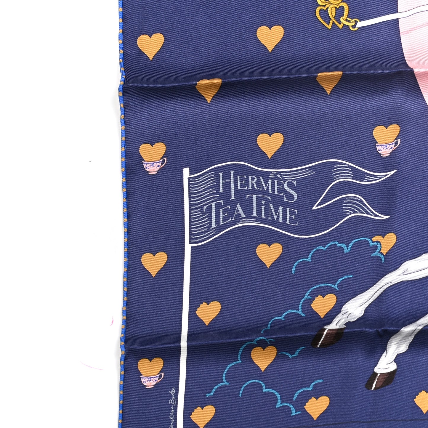 Silk Tea Time Scarf 70 Marine Vieux Rose