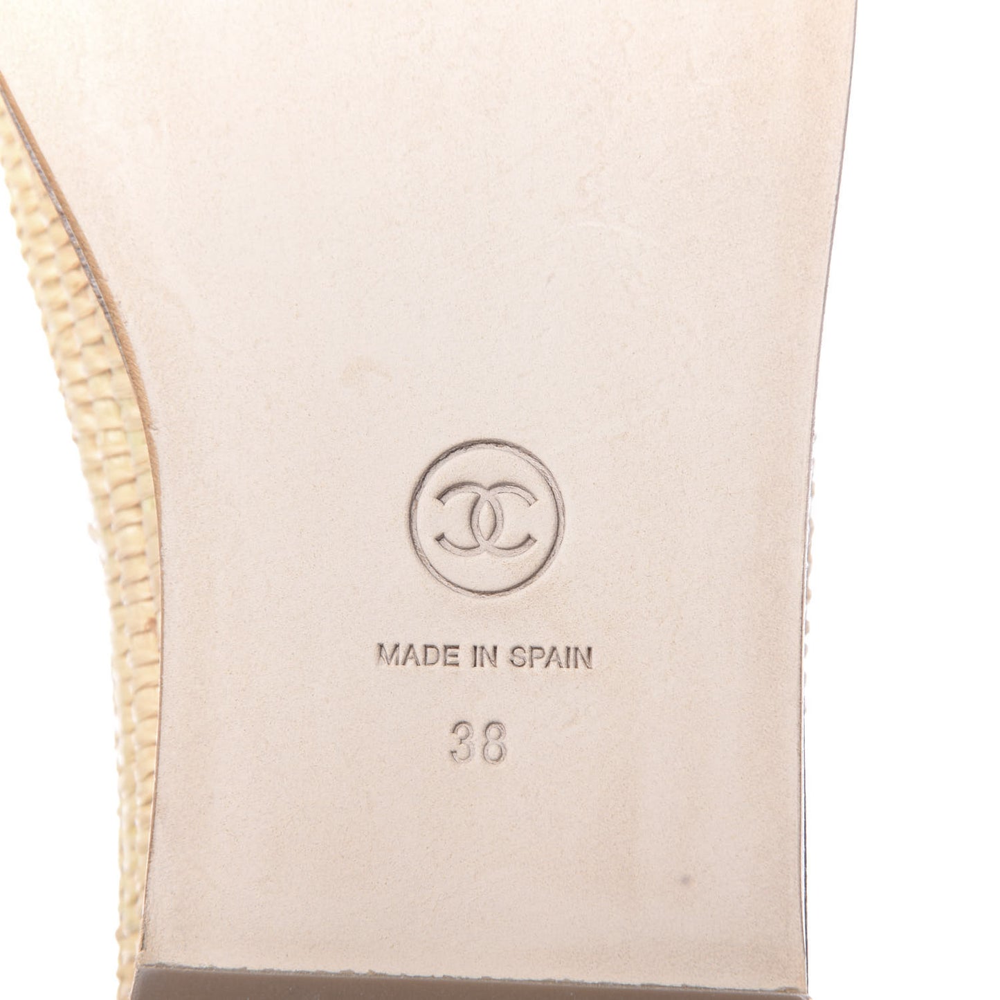 Lambskin Grosgrain CC Espadrilles 38 Beige Black