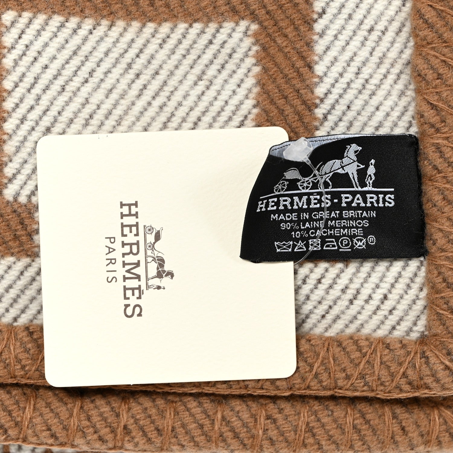 Hermes Wool Cashmere Avalon Blanket Ecru Camel 3 of 3