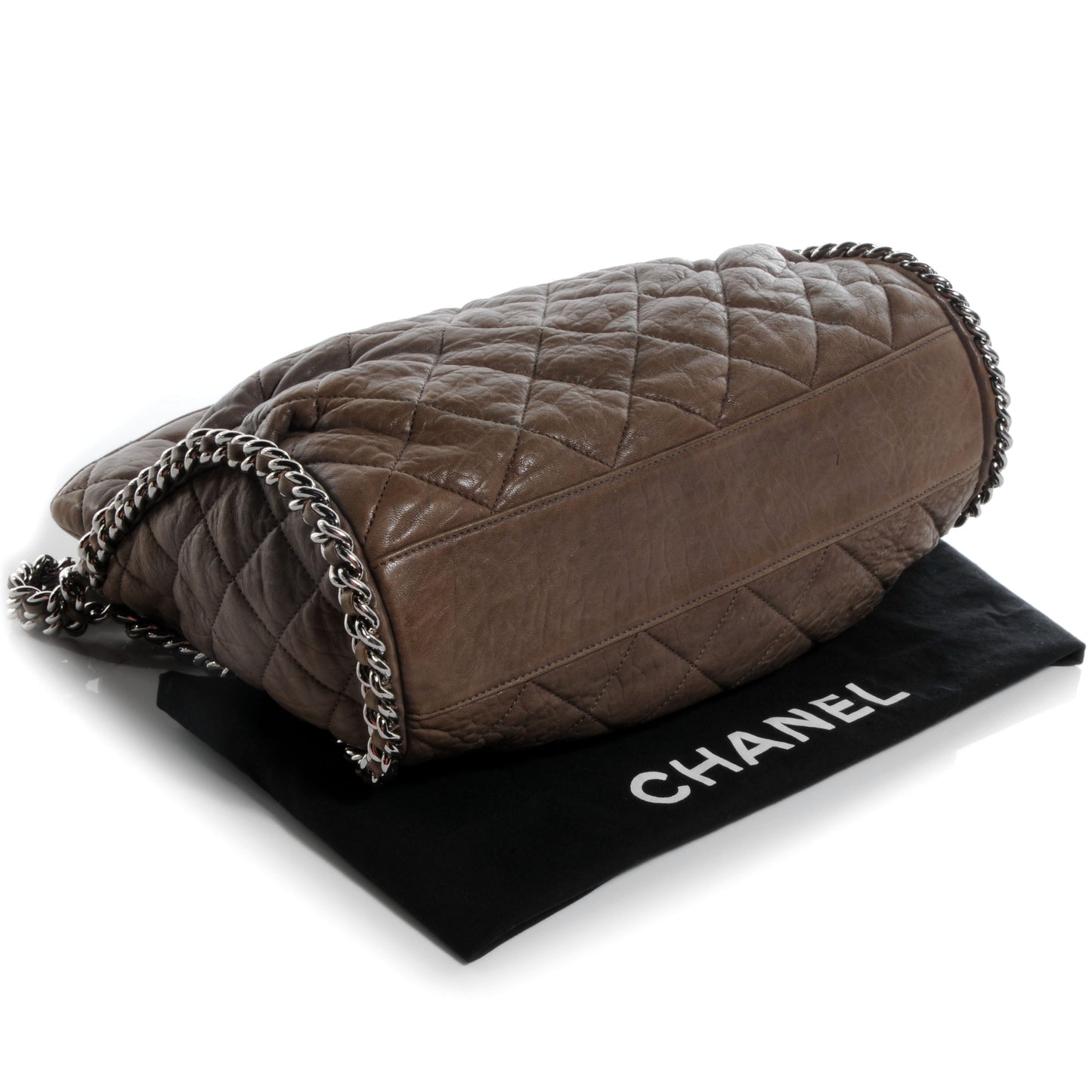 Washed Lambskin Chain Around Hobo Brown
