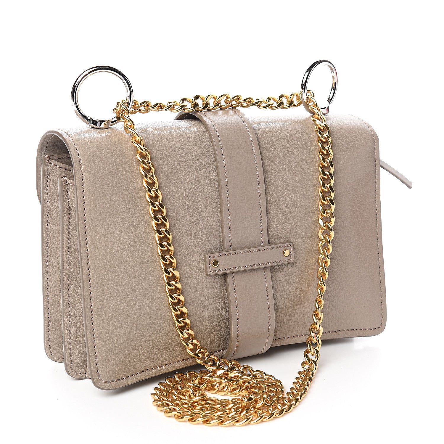 Chloe Shiny Goatskin Calfskin Aby Chain Shoulder Bag Motty Grey 2 of 8